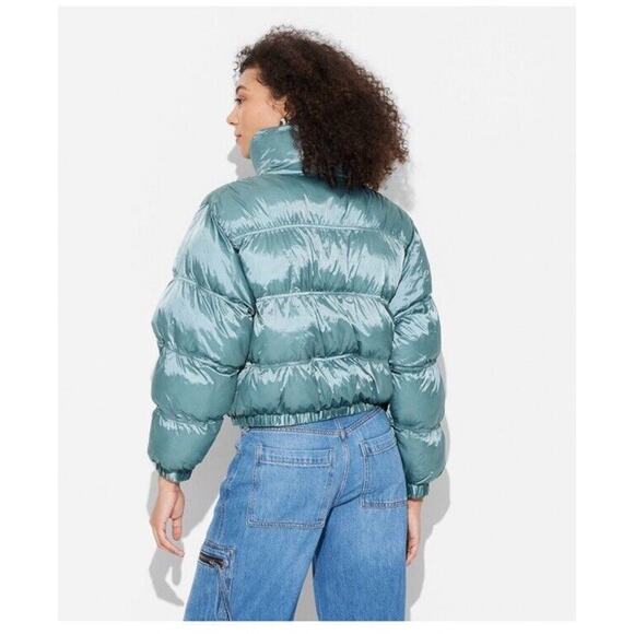 Women's Puffer Jacket - Wild Fable Turquoise Blue L NWT - Picture 3 of 7
